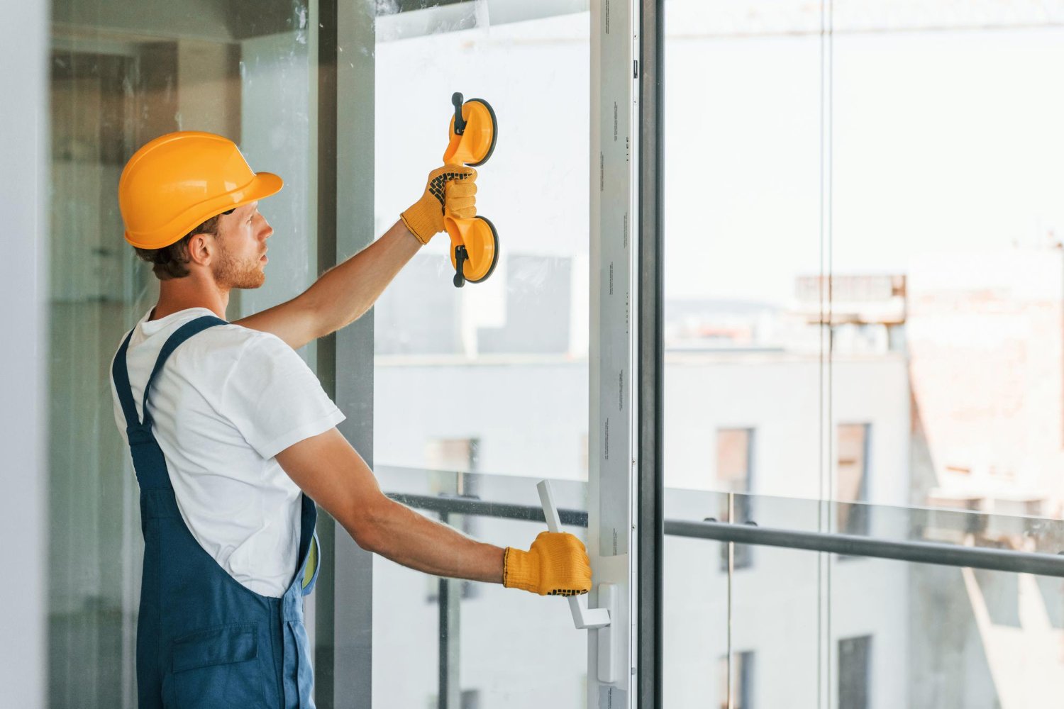 8de36clearing windows young man working uniform construction daytime