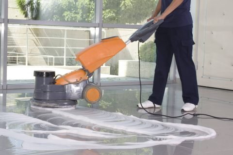 Cleaning the floor with machine Best Janitorial Services In Lansing, MI
