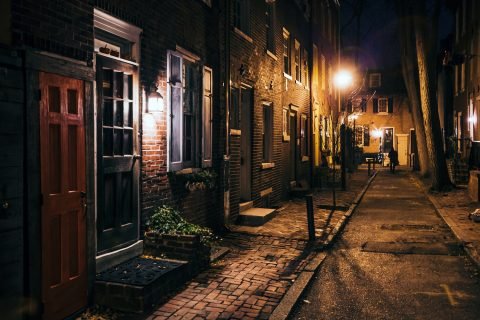 Dark alley. Central Philadelphia.