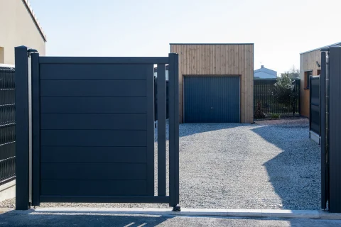 open-grey-double-portal-large-metal-gate-high-gray-suburb-street-house-garage-door
